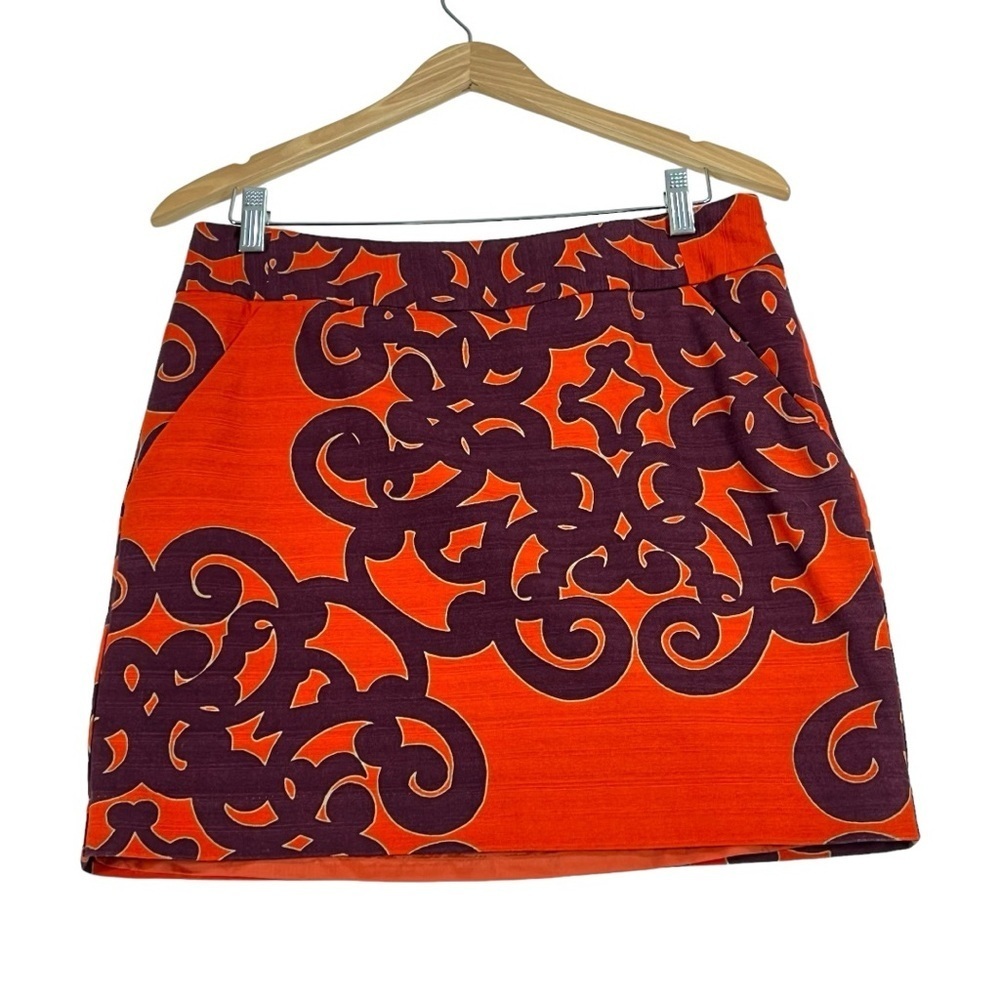 Merona skirt orange with deep purple design size 10 women’s